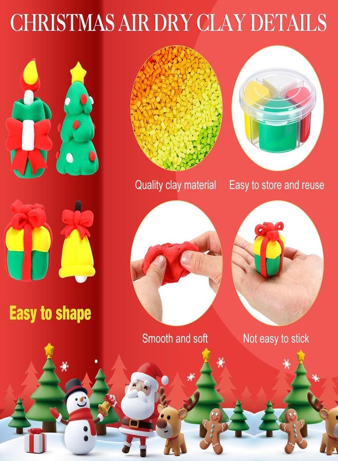 Capoda 24 Boxes Christmas Air Dry Clay Kit Modeling Clay for Kids with Tutorial DIY Xmas Santa Snowman Arts and Crafts Gifts for Boys Girls Christmas Holiday Party Favors Supplies Creative Decorations - Image 3